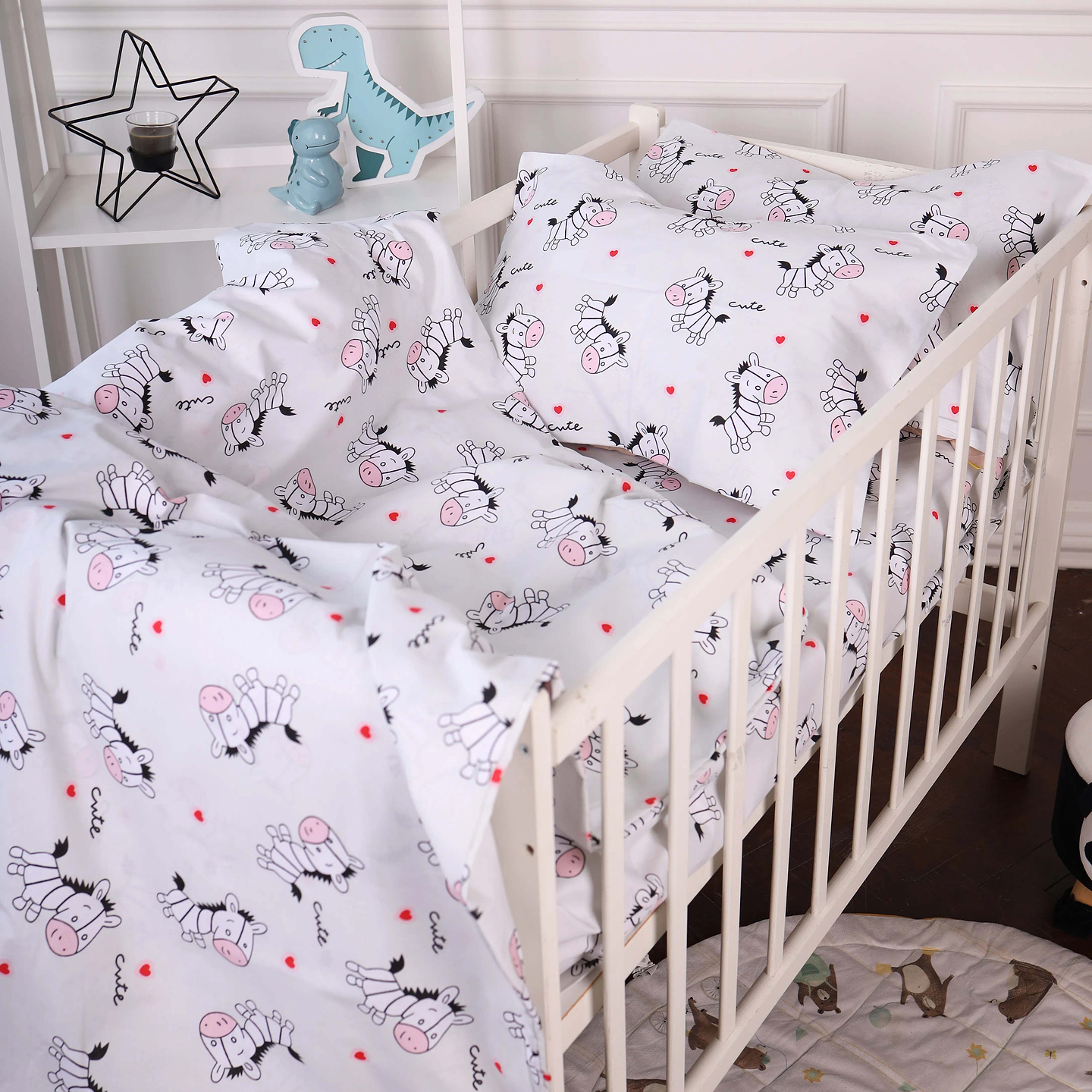 Комплект постельного белья детский MirSon Бязь 20-0040 Cute white zebra 110х140 (2200010271850)